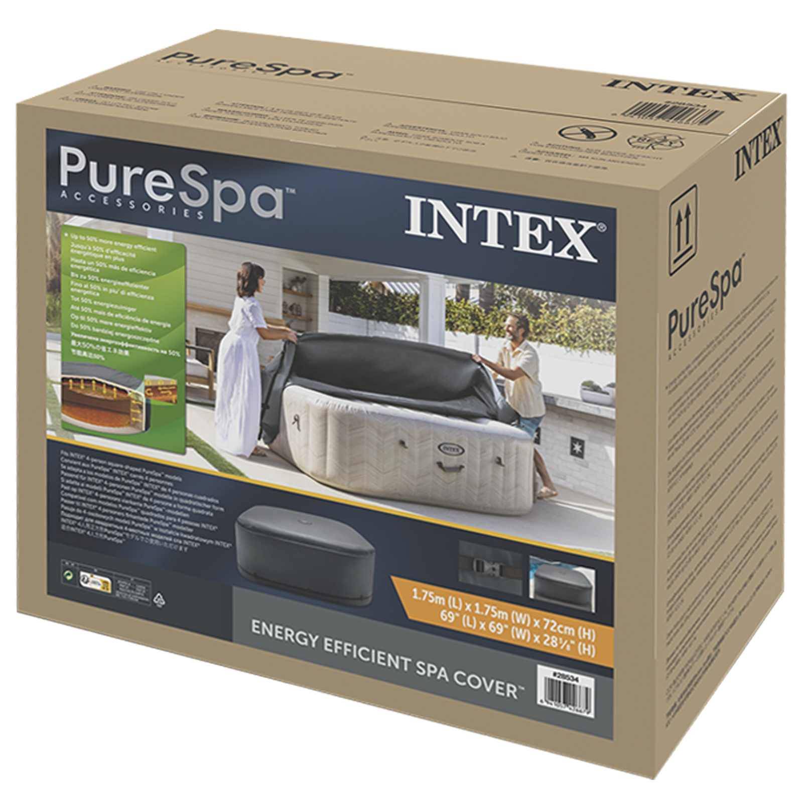 INTEX Spa-Abdeckung INTEX Dunkelgrau 175 x 175 x 72 cm PVC und PU