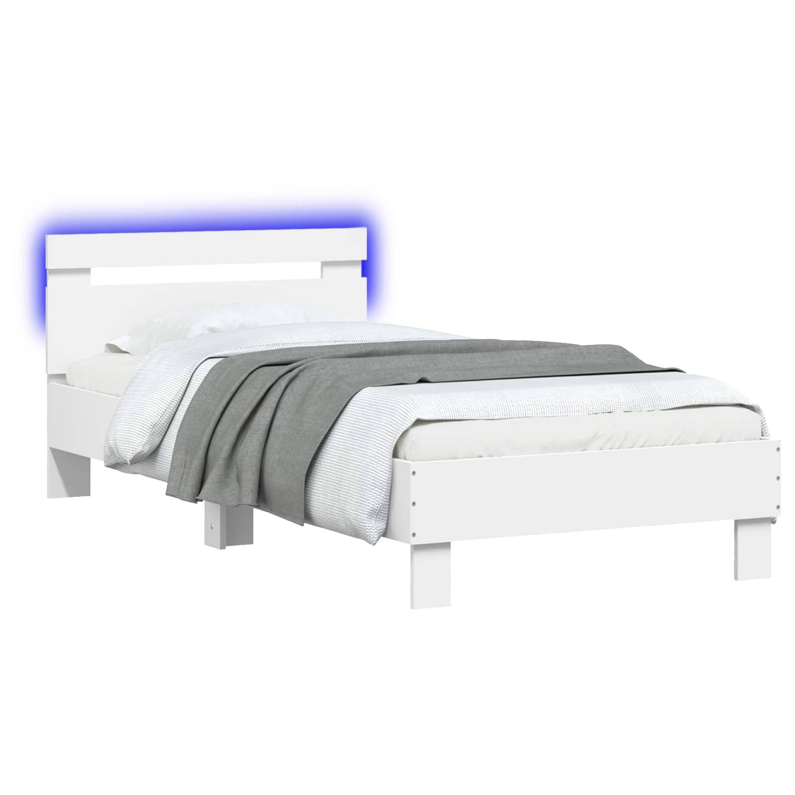 vidaXL Bettgestell mit LED Weiß 80 x 200 cm Holzwerkstoff