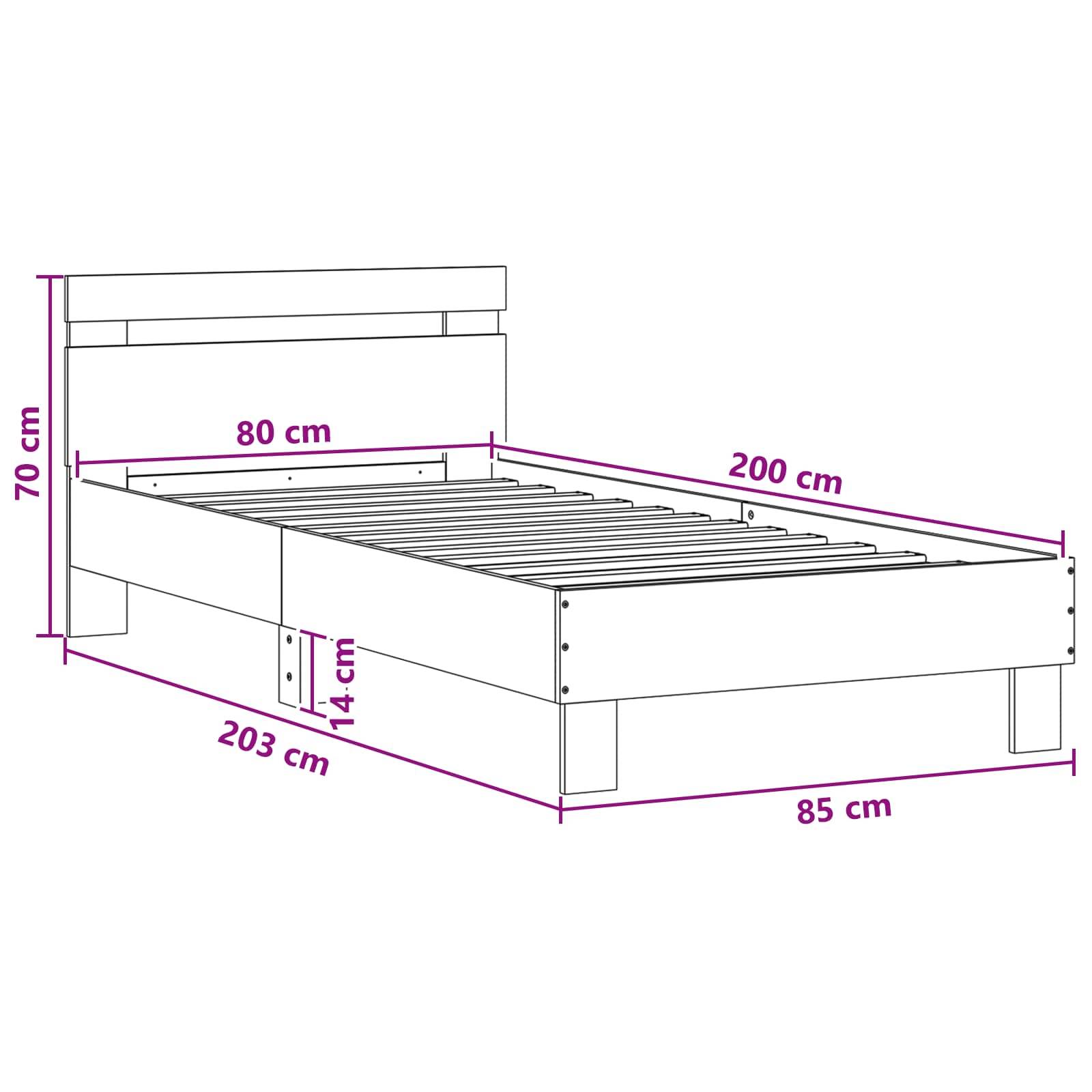 vidaXL Bettgestell mit LED Weiß 80 x 200 cm Holzwerkstoff