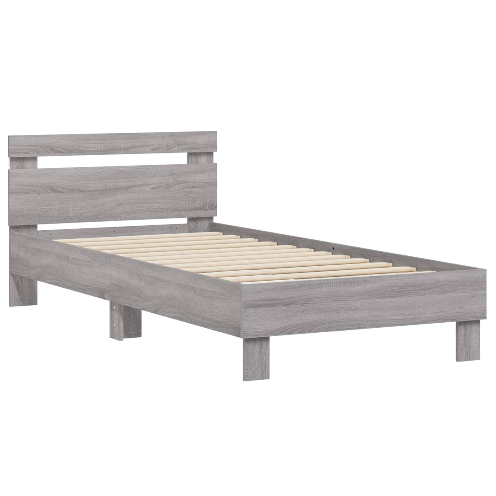 vidaXL Bettgestell mit LED Grau Sonoma 80 x 200 cm Holzwerkstoff
