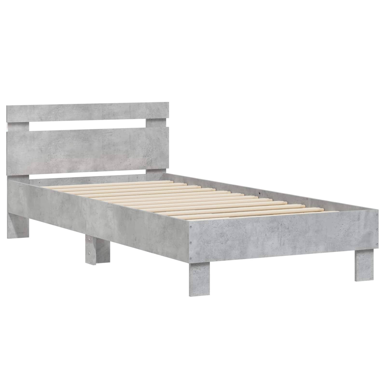 vidaXL Bettgestell mit LED Betongrau 80 x 200 cm Holzwerkstoff