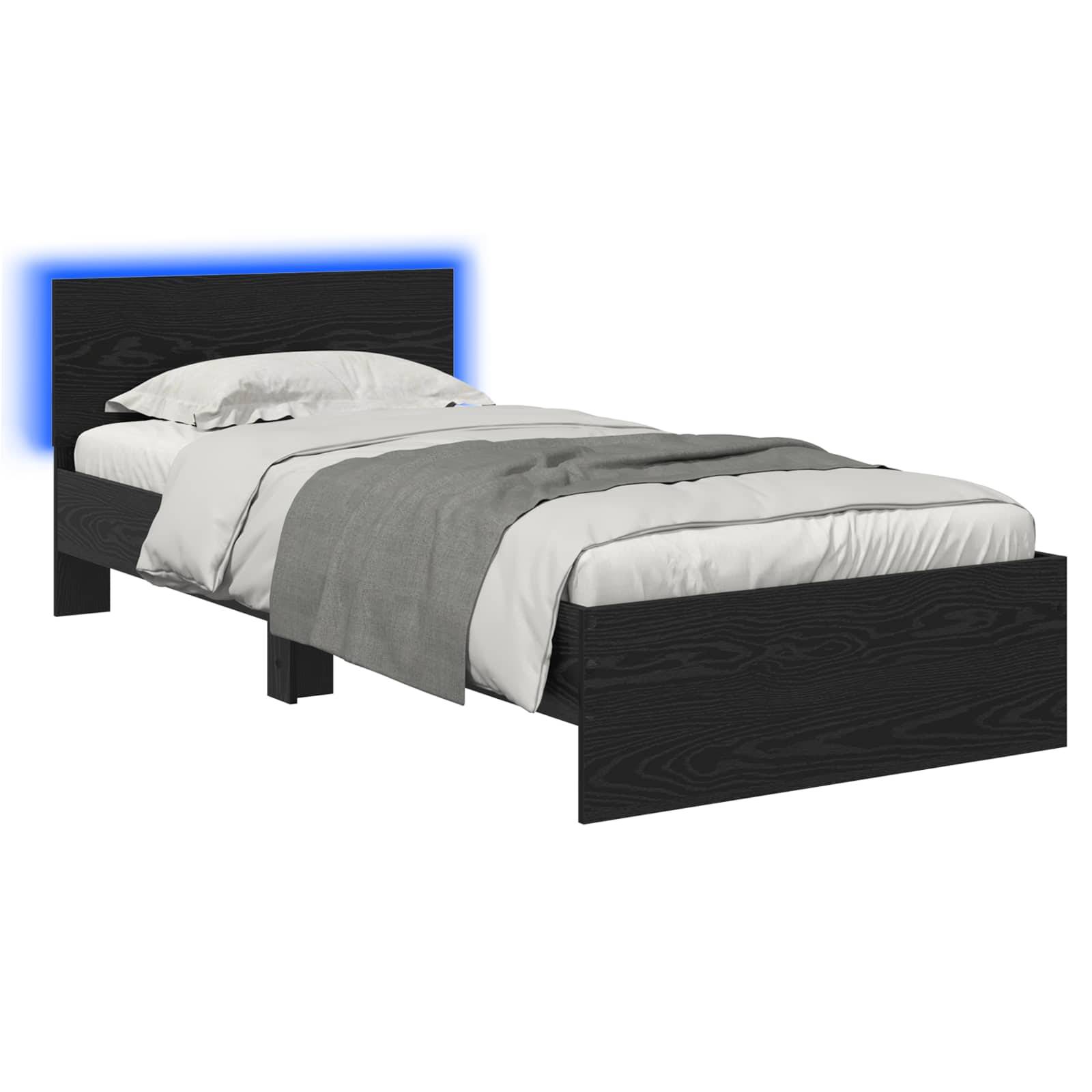 vidaXL Bettgestell mit LED Schwarze Eiche 80 x 200 cm Holzwerkstoff