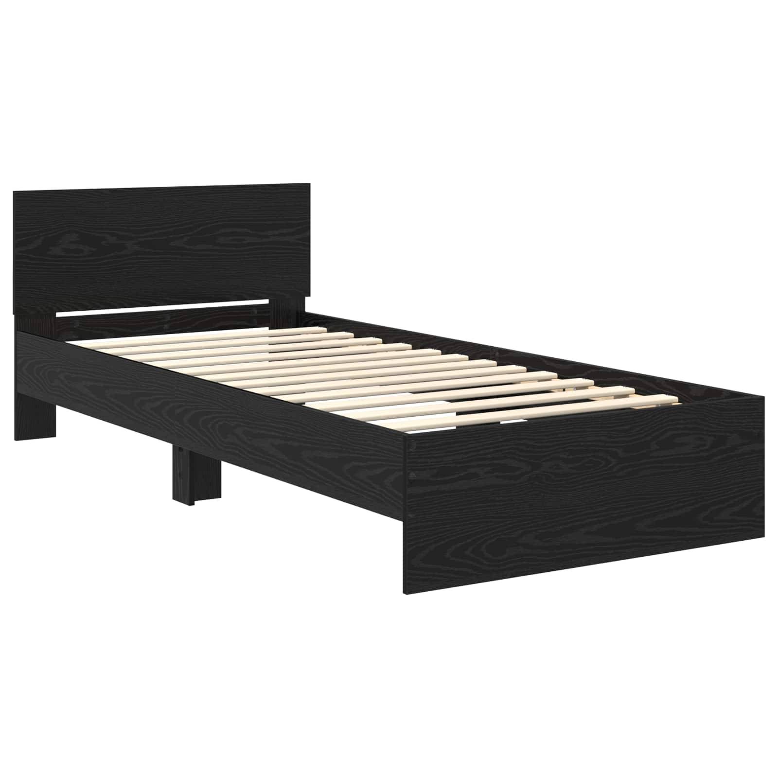 vidaXL Bettgestell mit LED Schwarze Eiche 80 x 200 cm Holzwerkstoff