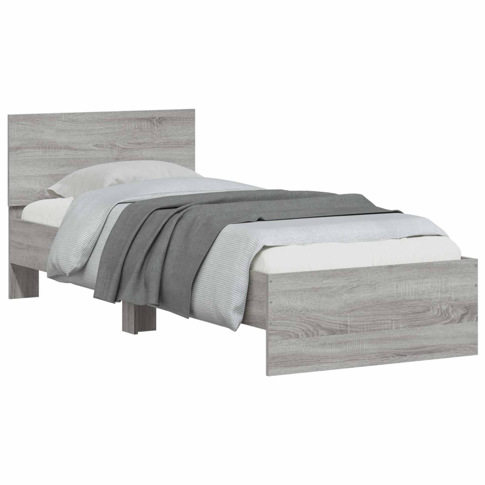 vidaXL Bettgestell mit Kopfteil Grau Sonoma 80 x 200 cm