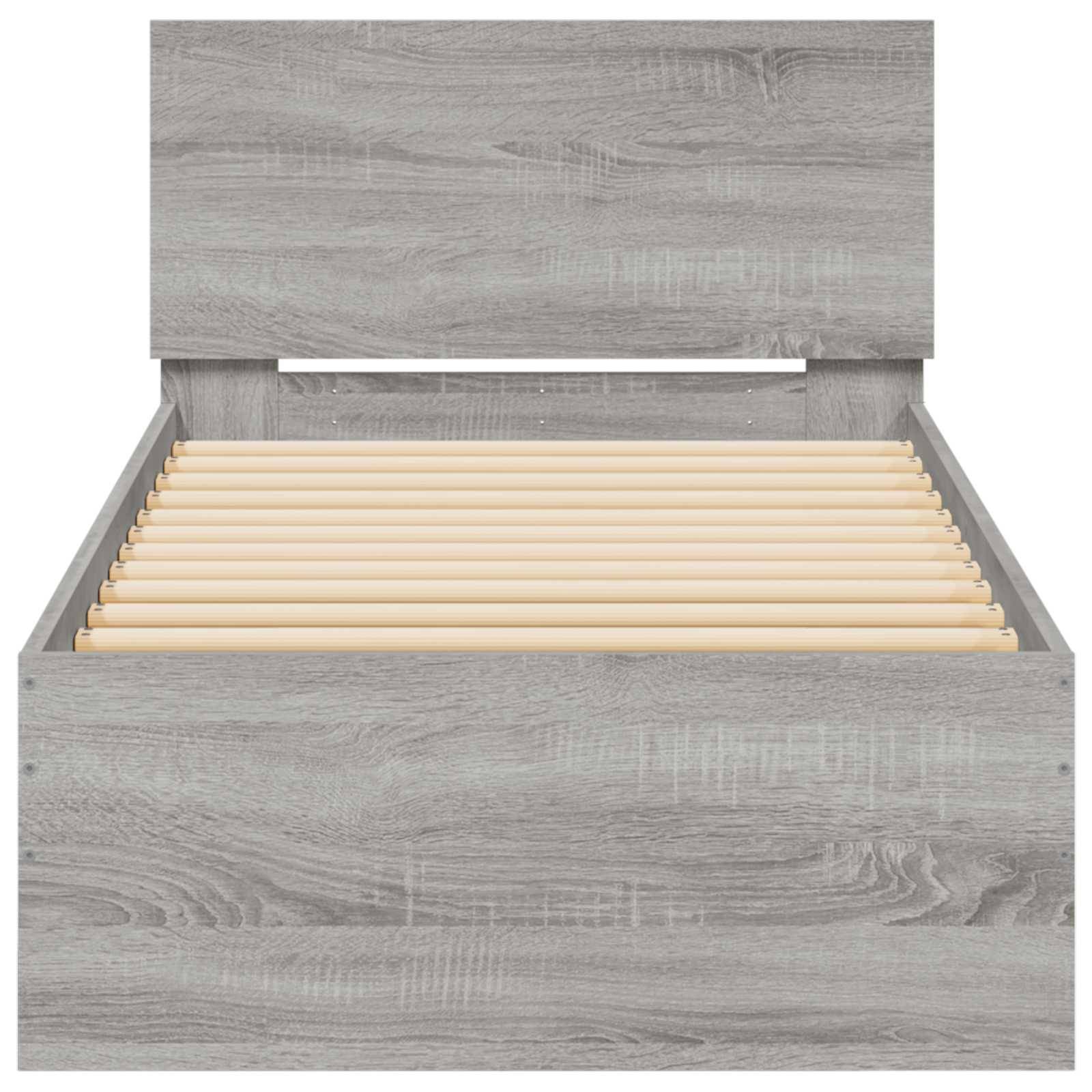vidaXL Bettgestell mit Kopfteil Grau Sonoma 80 x 200 cm