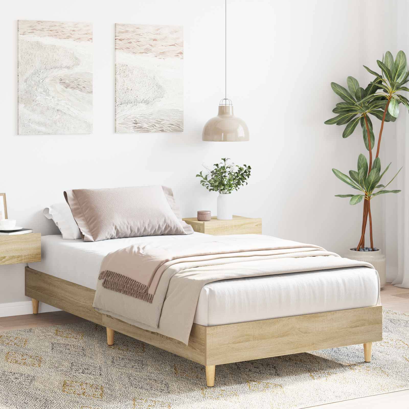 vidaXL Bettrahmen Sonoma-Eiche 80 x 200 cm Holzwerkstoff