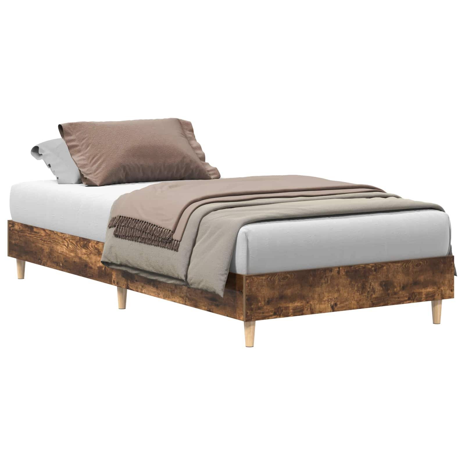 vidaXL Bettrahmen Geräucherte Eiche 80 x 200 cm Holzwerkstoff