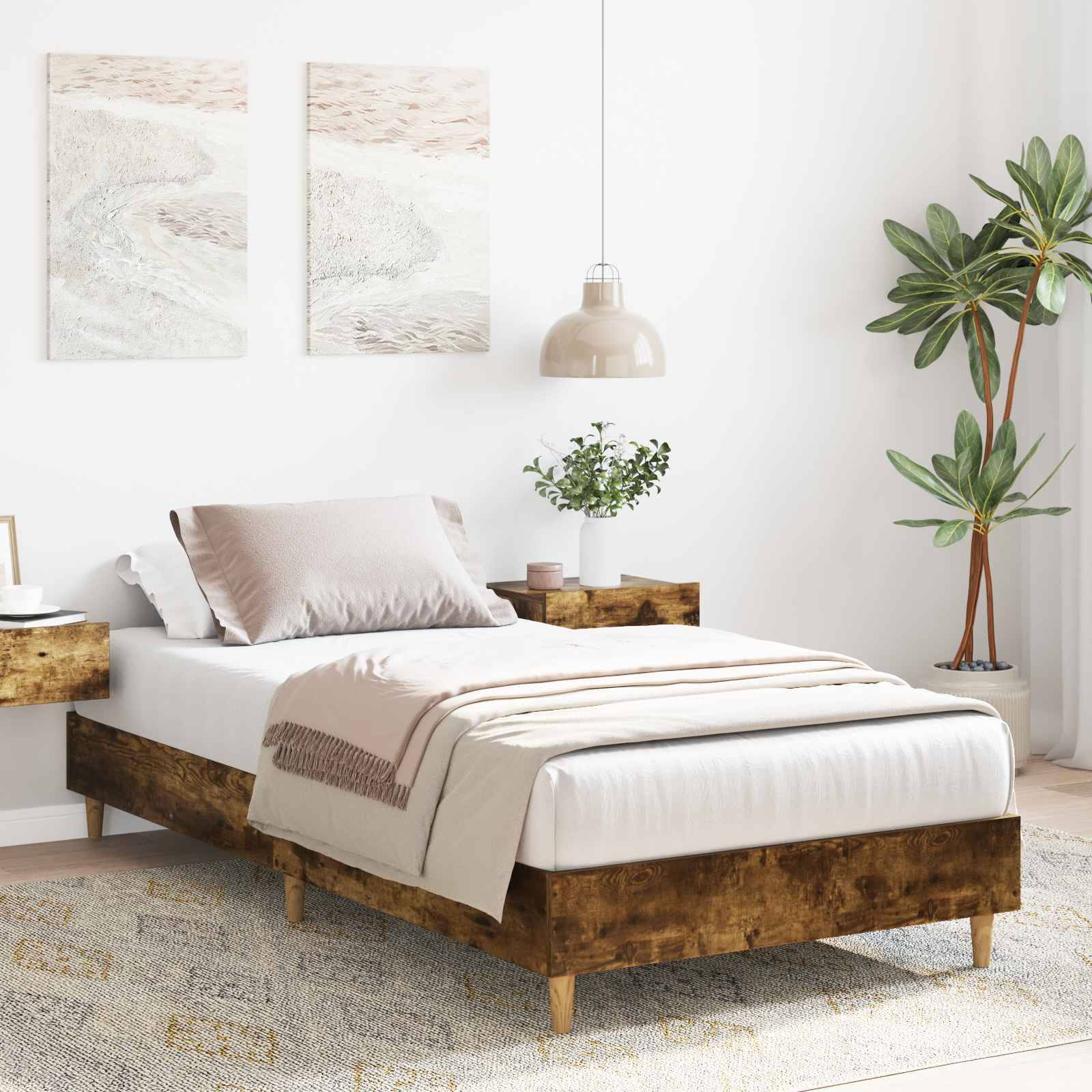 vidaXL Bettrahmen Geräucherte Eiche 80 x 200 cm Holzwerkstoff