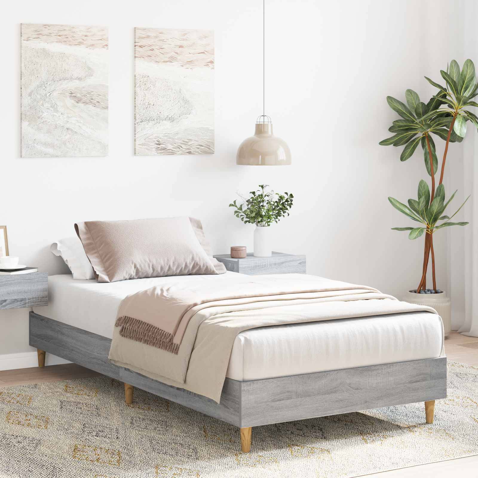 vidaXL Bettrahmen Grau Sonoma 80 x 200 cm Holzwerkstoff