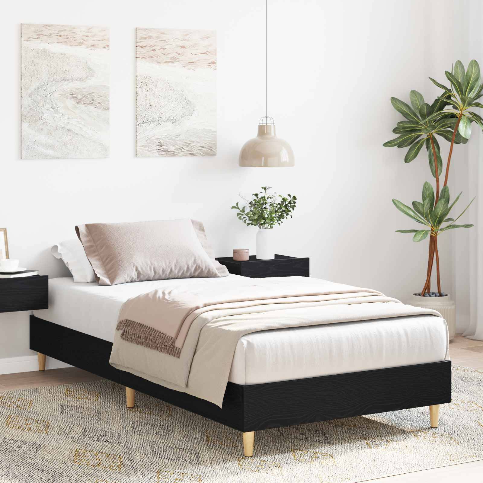 vidaXL Bettrahmen Schwarze Eiche 80 x 200 cm Holzwerkstoff