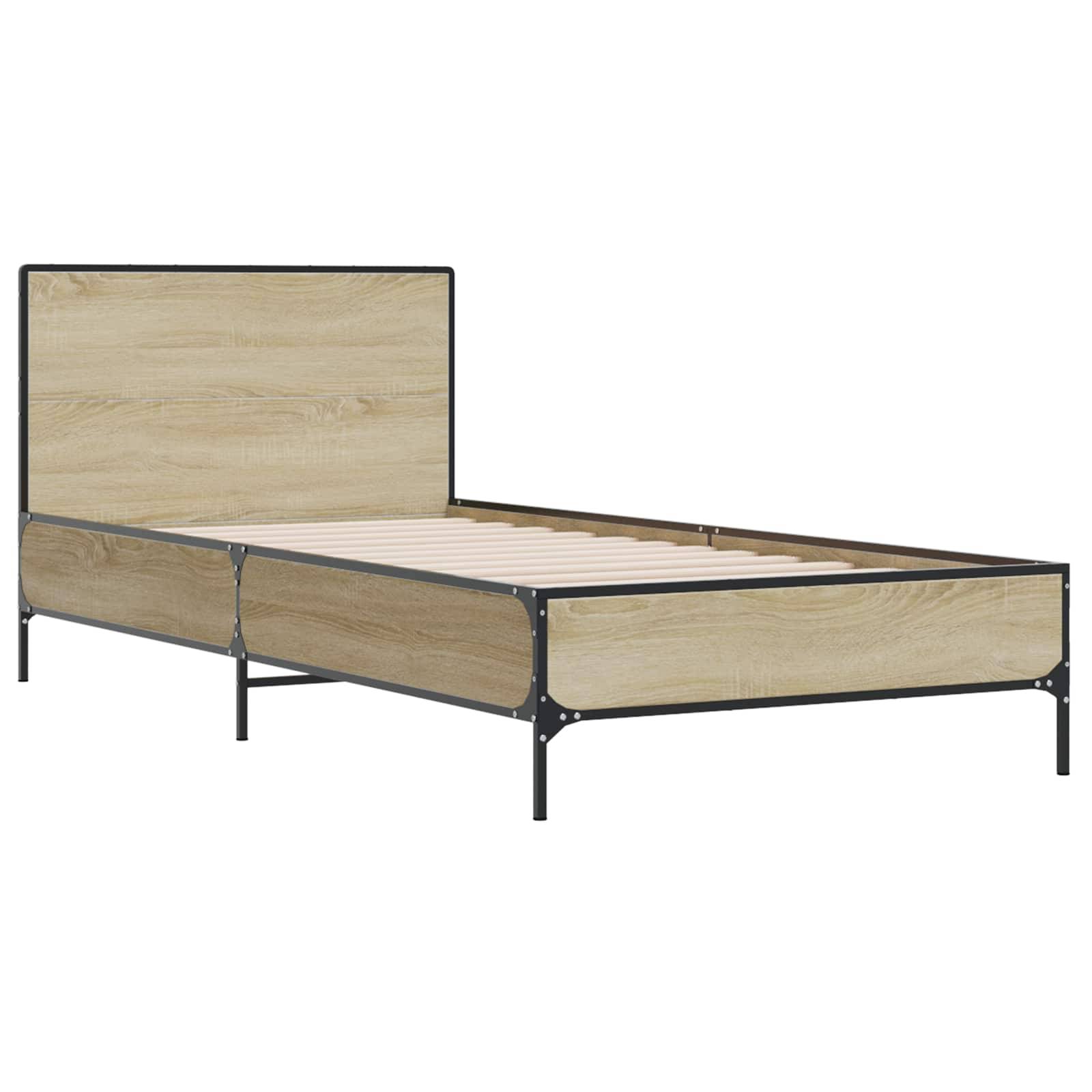 vidaXL Bettgestell mit Kopfteil Sonoma-Eiche 80 x 200 cm Holzwerkstoff