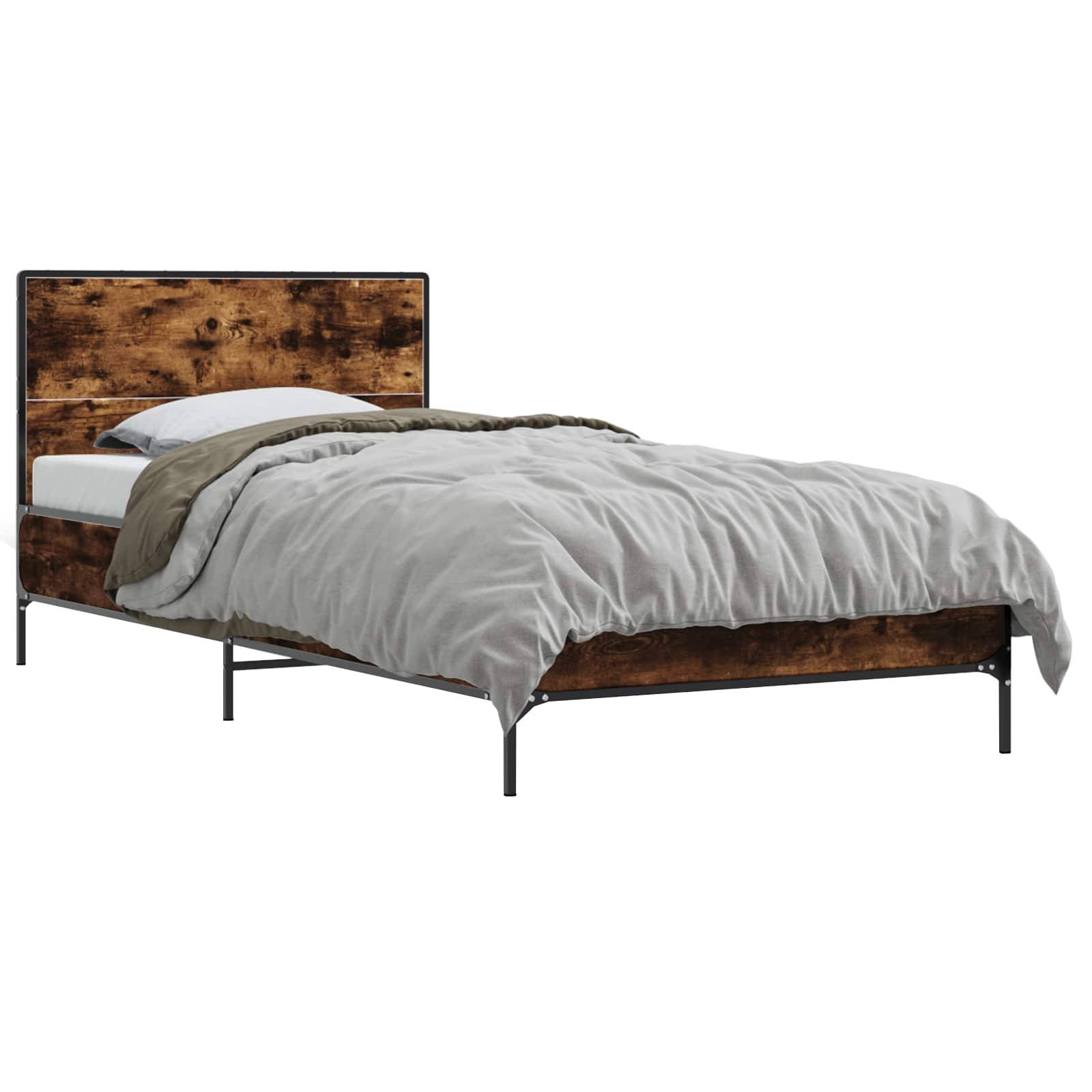 vidaXL Bettgestell mit Kopfteil Geräucherte Eiche 80 x 200 cm