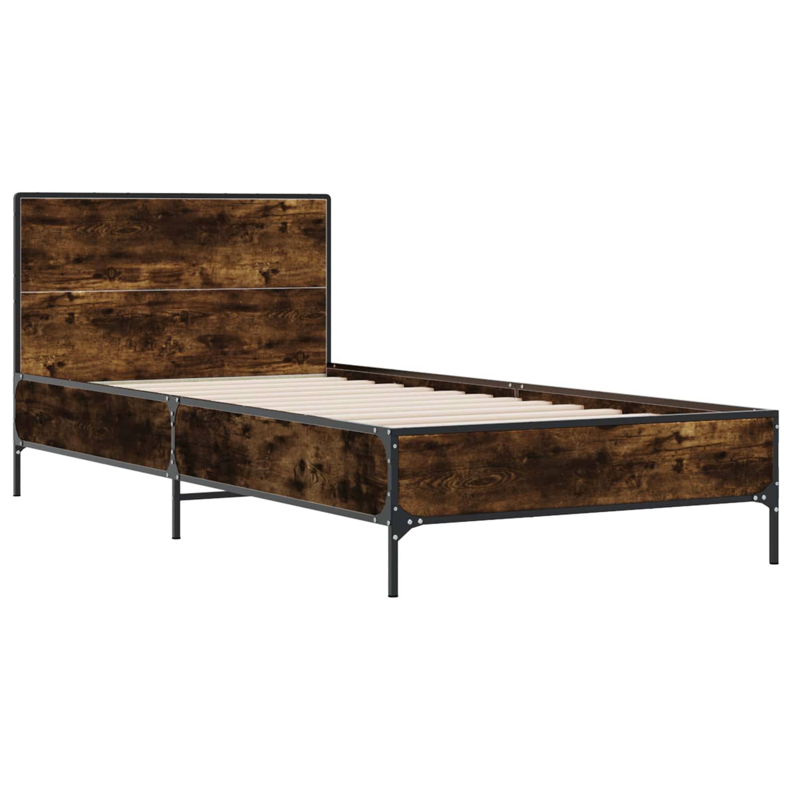 vidaXL Bettgestell mit Kopfteil Geräucherte Eiche 80 x 200 cm