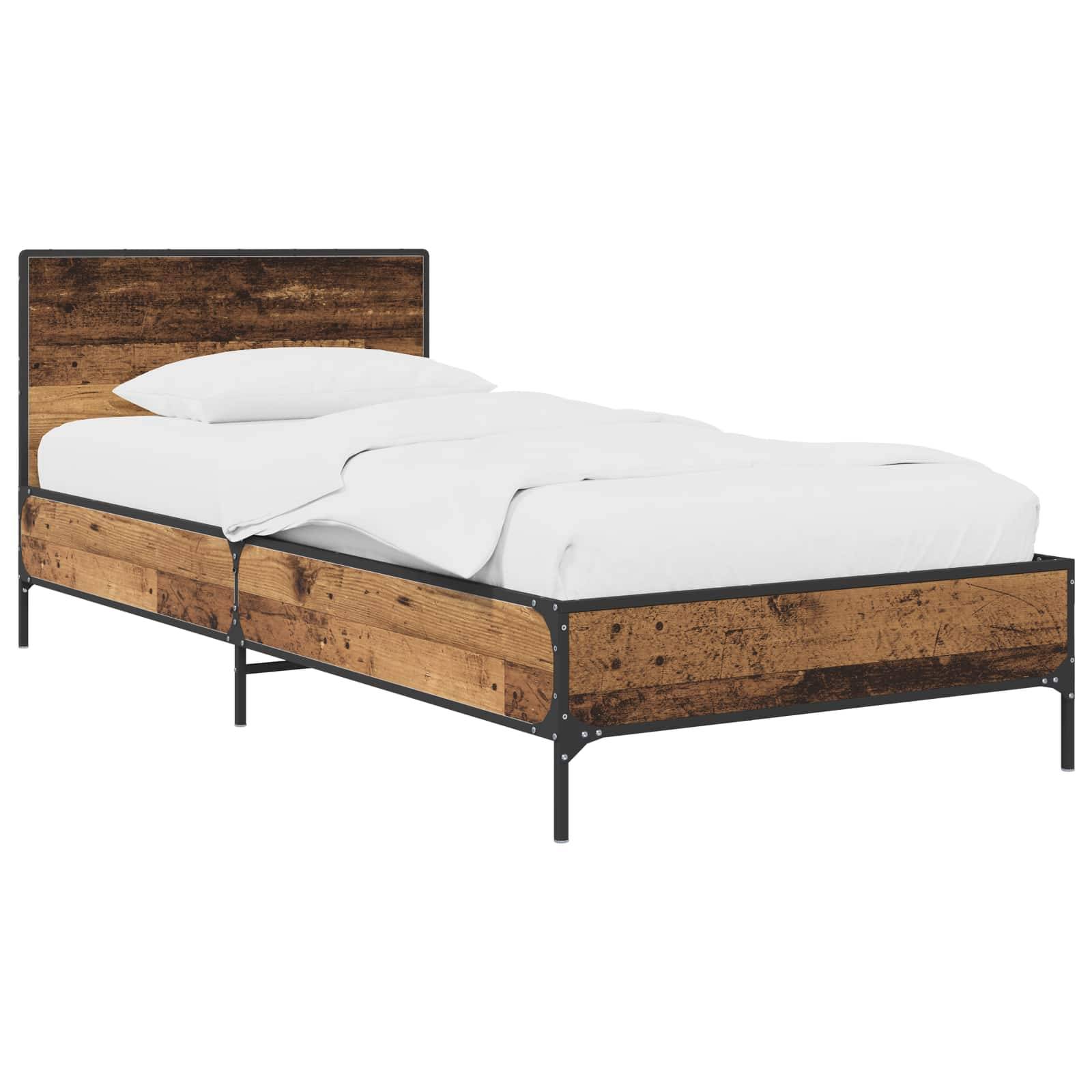vidaXL Bettgestell mit Kopfteil Altholz 80 x 200 cm Holzwerkstoff