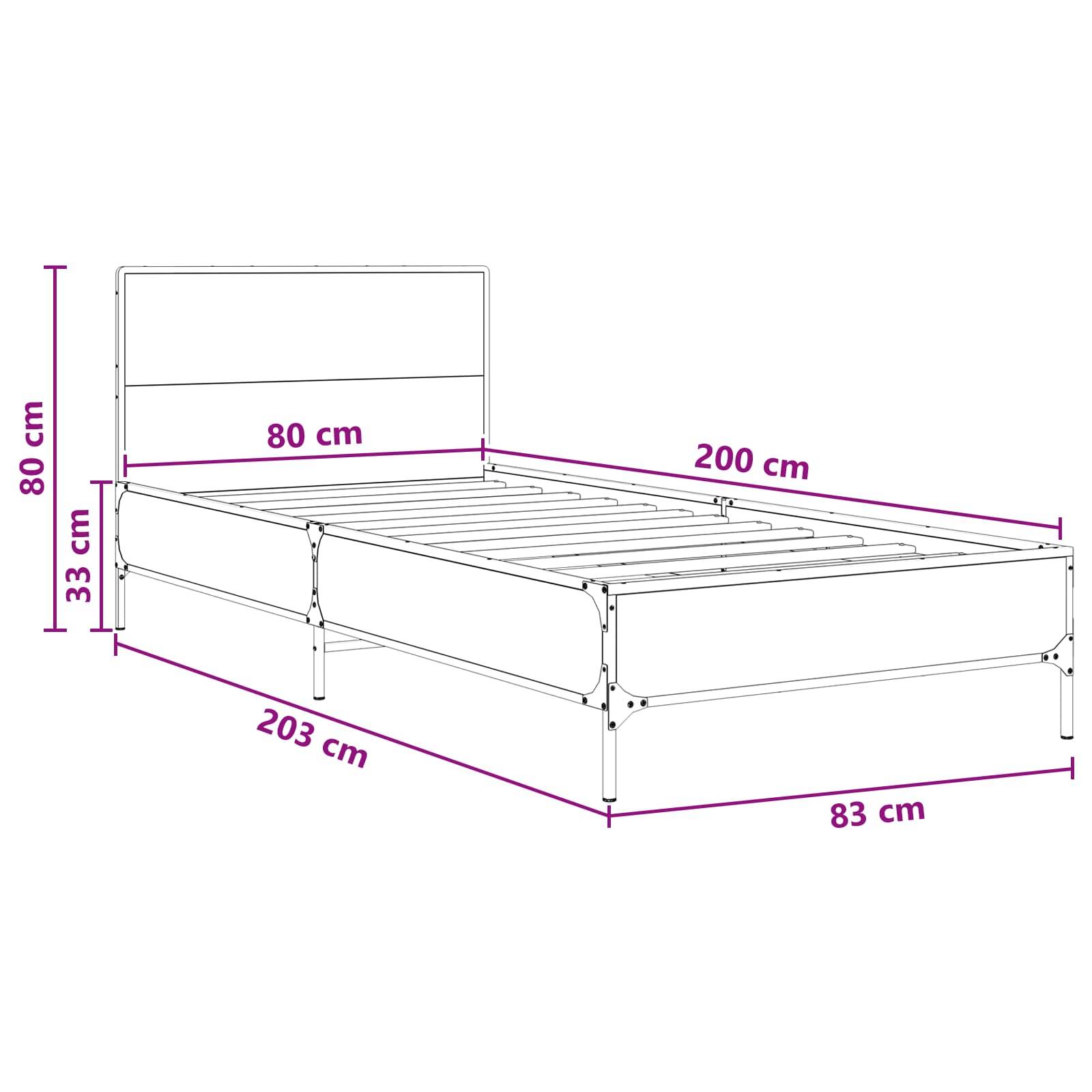 vidaXL Bettgestell mit Kopfteil Altholz 80 x 200 cm Holzwerkstoff