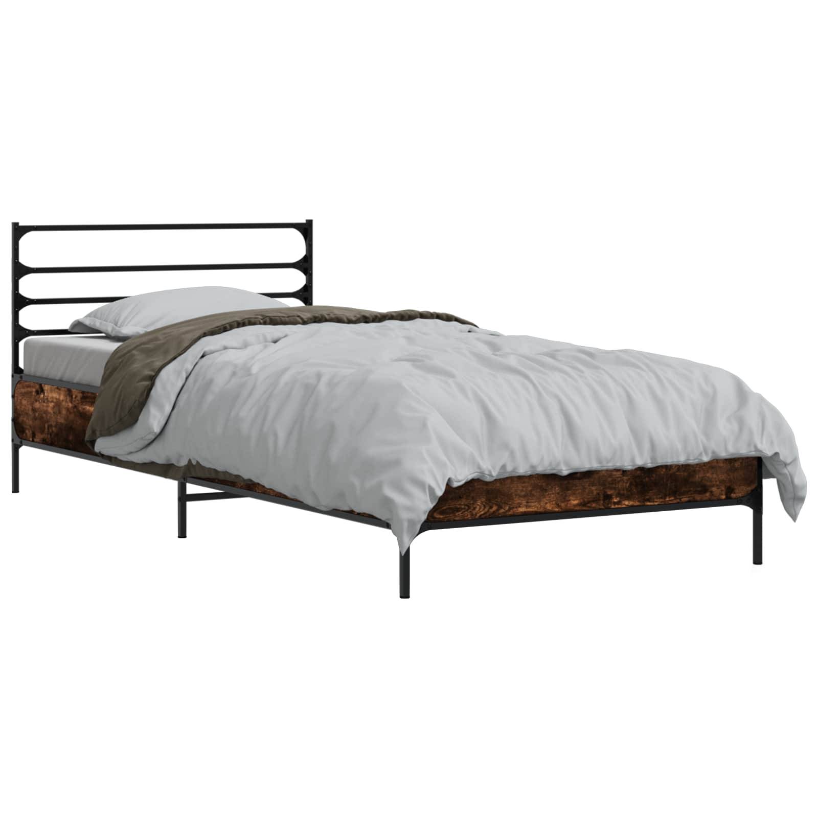 vidaXL Bettrahmen Geräucherte Eiche 80 x 200 cm Holzwerkstoff