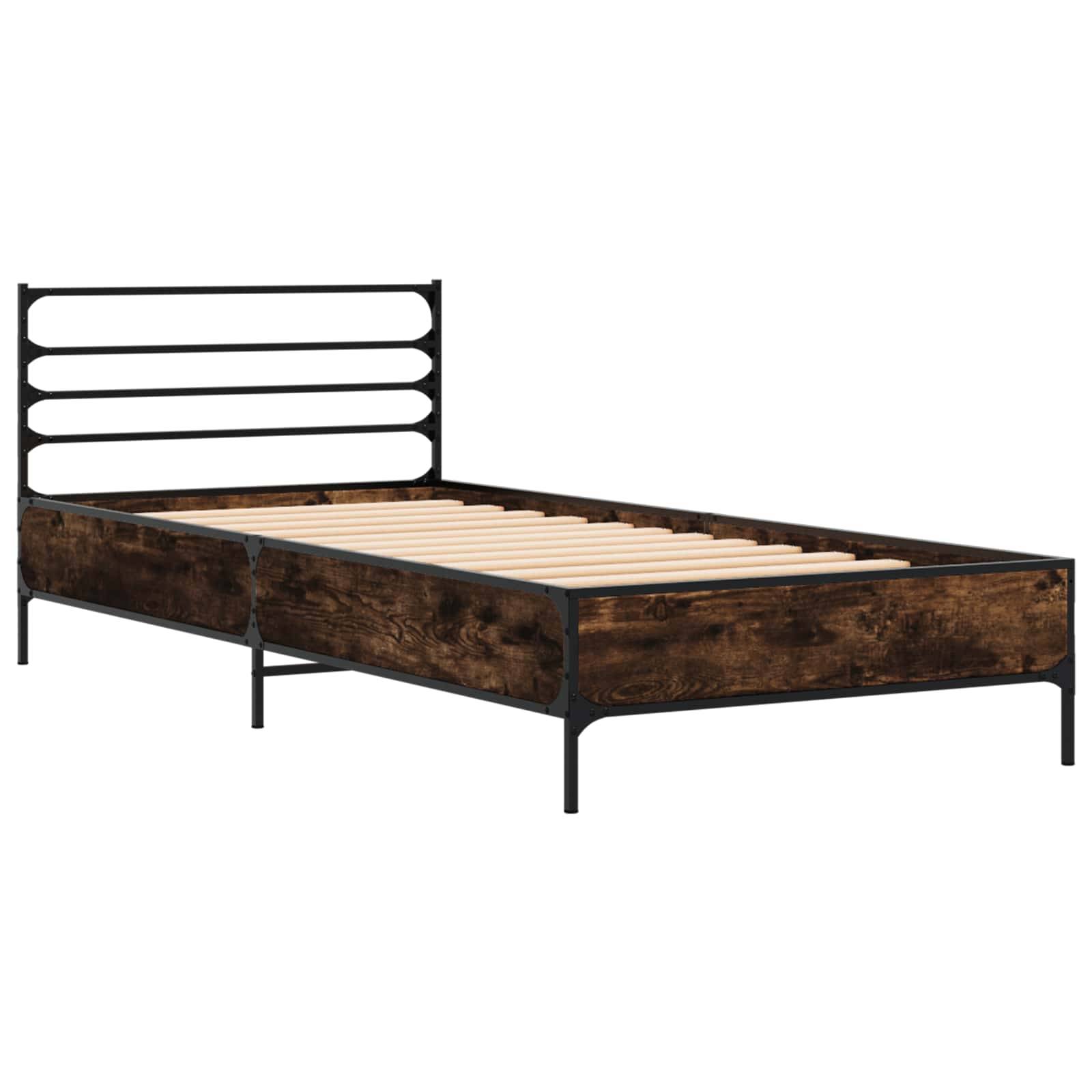 vidaXL Bettrahmen Geräucherte Eiche 80 x 200 cm Holzwerkstoff