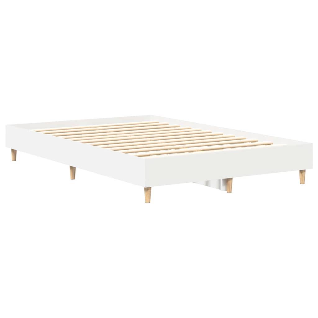 vidaXL Bettrahmen Weiß 137 x 190 cm Holzwerkstoff