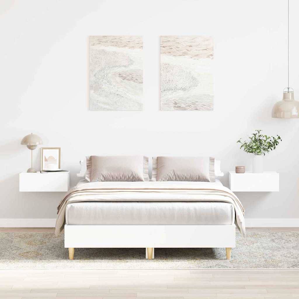 vidaXL Bettrahmen Weiß 137 x 190 cm Holzwerkstoff
