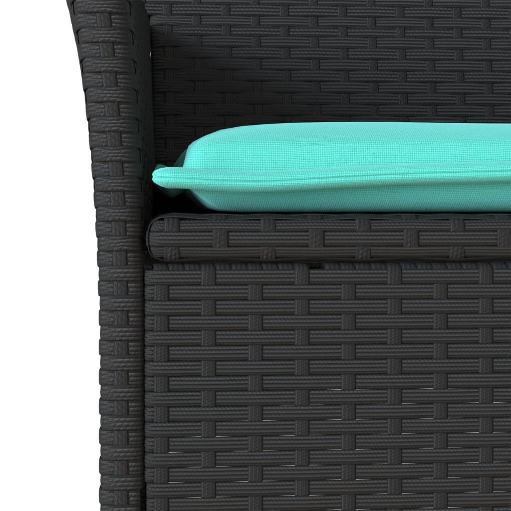 vidaXL Gartenstühle mit Kissen 2 Stk. Schwarz Poly Rattan