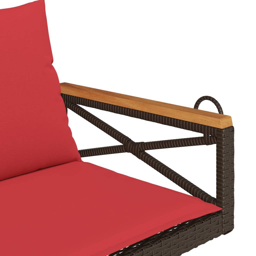 vidaXL Hängebank mit Kissen Braun 109x62x40 cm Poly Rattan