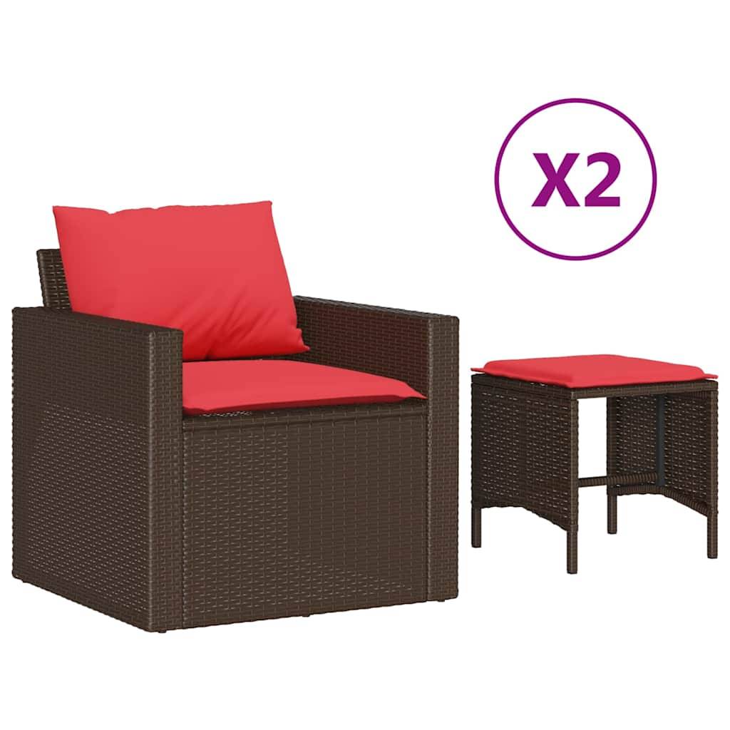 vidaXL 4-tlg. Garten-Sofagarnitur mit Kissen Braun Poly Rattan