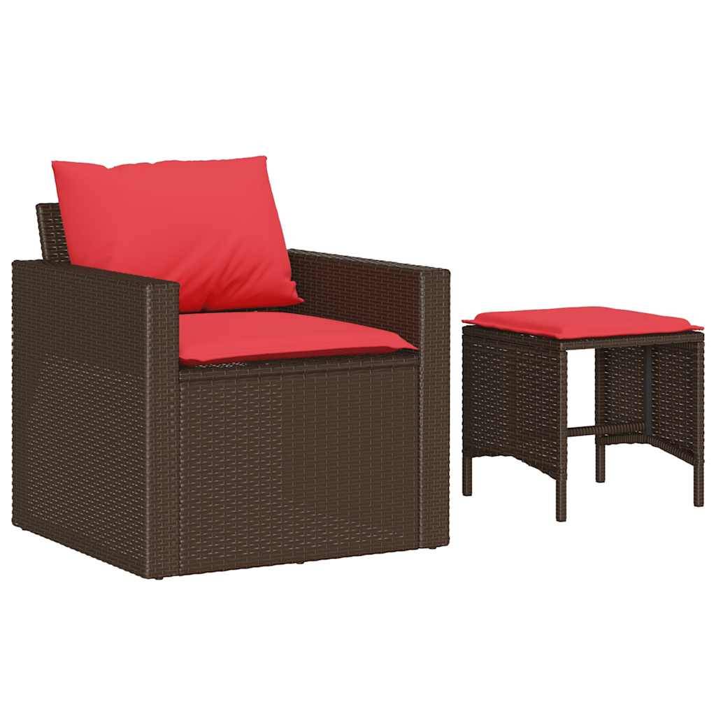 vidaXL 4-tlg. Garten-Sofagarnitur mit Kissen Braun Poly Rattan