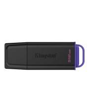 Schwarzes Kingston-USB-Speicherlaufwerk mit violetter Schlaufenendung, dargestellt auf weißem Hintergrund.
