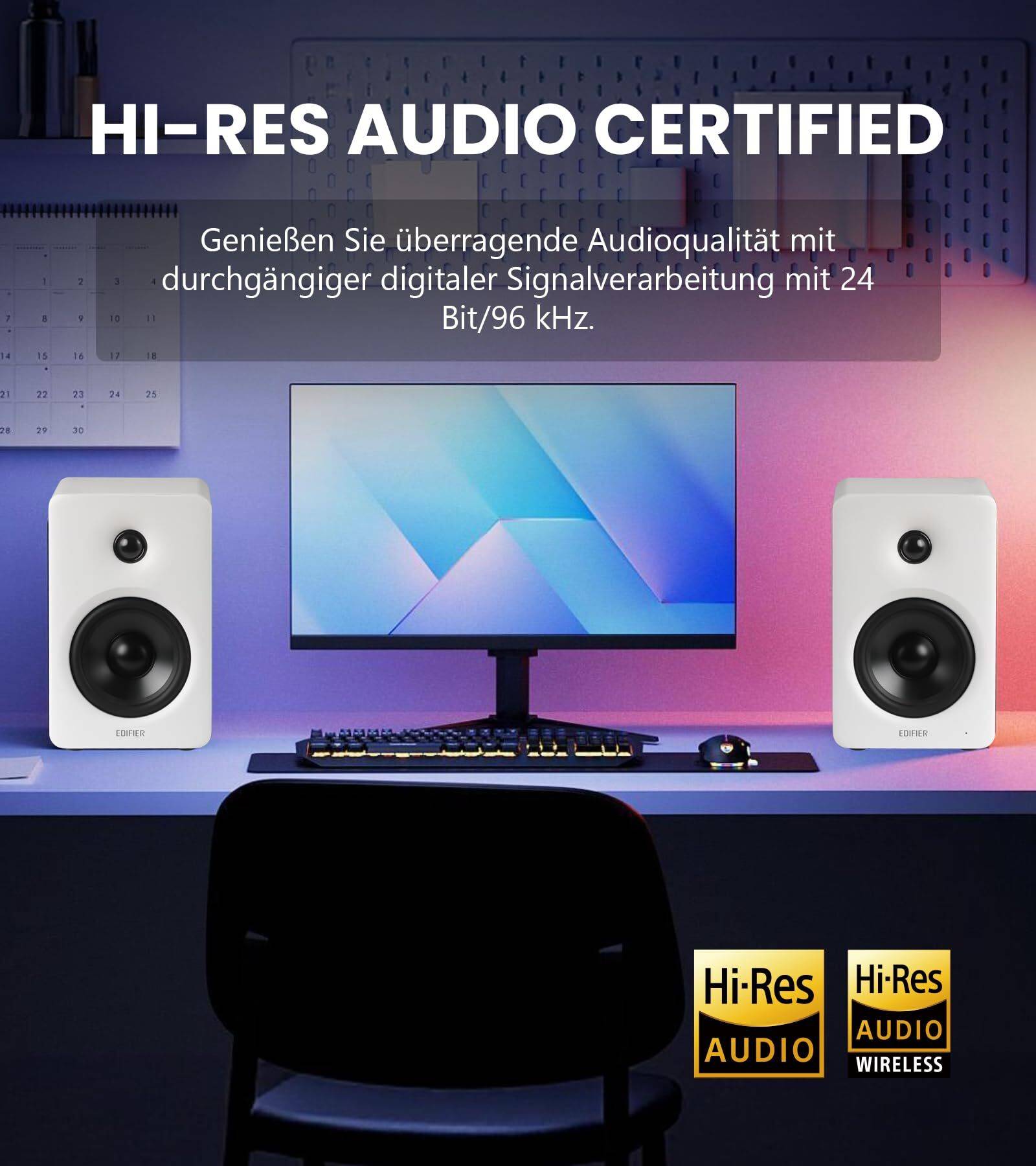 Edifier M90 PC-Lautsprecher, 100W RMS, Hi-Res Audio, LDAC, Bluetooth 6.0 – Weiß