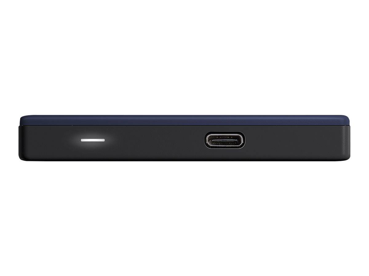 Kompaktes schwarzes rechteckiges Gerät, Seitenansicht mit einer kleinen Statusleuchte und einem USB-C-Anschluss.