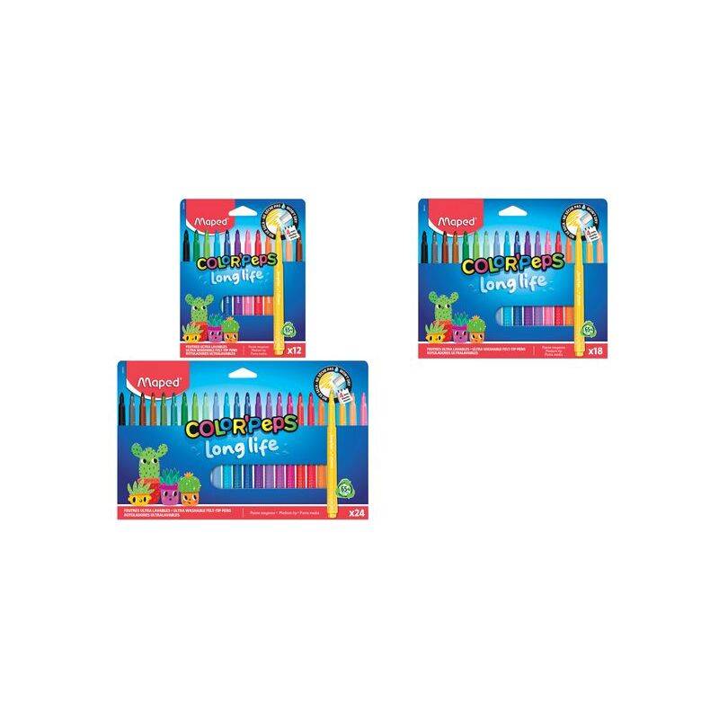 Maped Fasermaler COLOR'PEPS Long Life, 12er Kartonetui