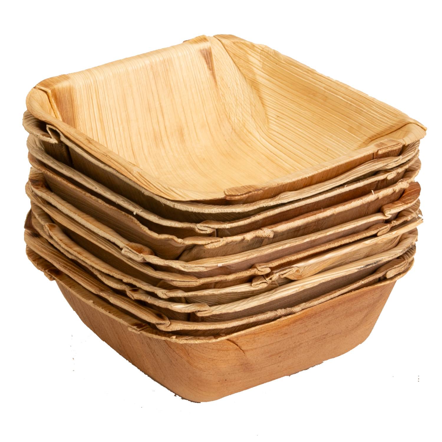 10x viereckige Schale aus Palmblatt Größe 14 cm x 14 cm