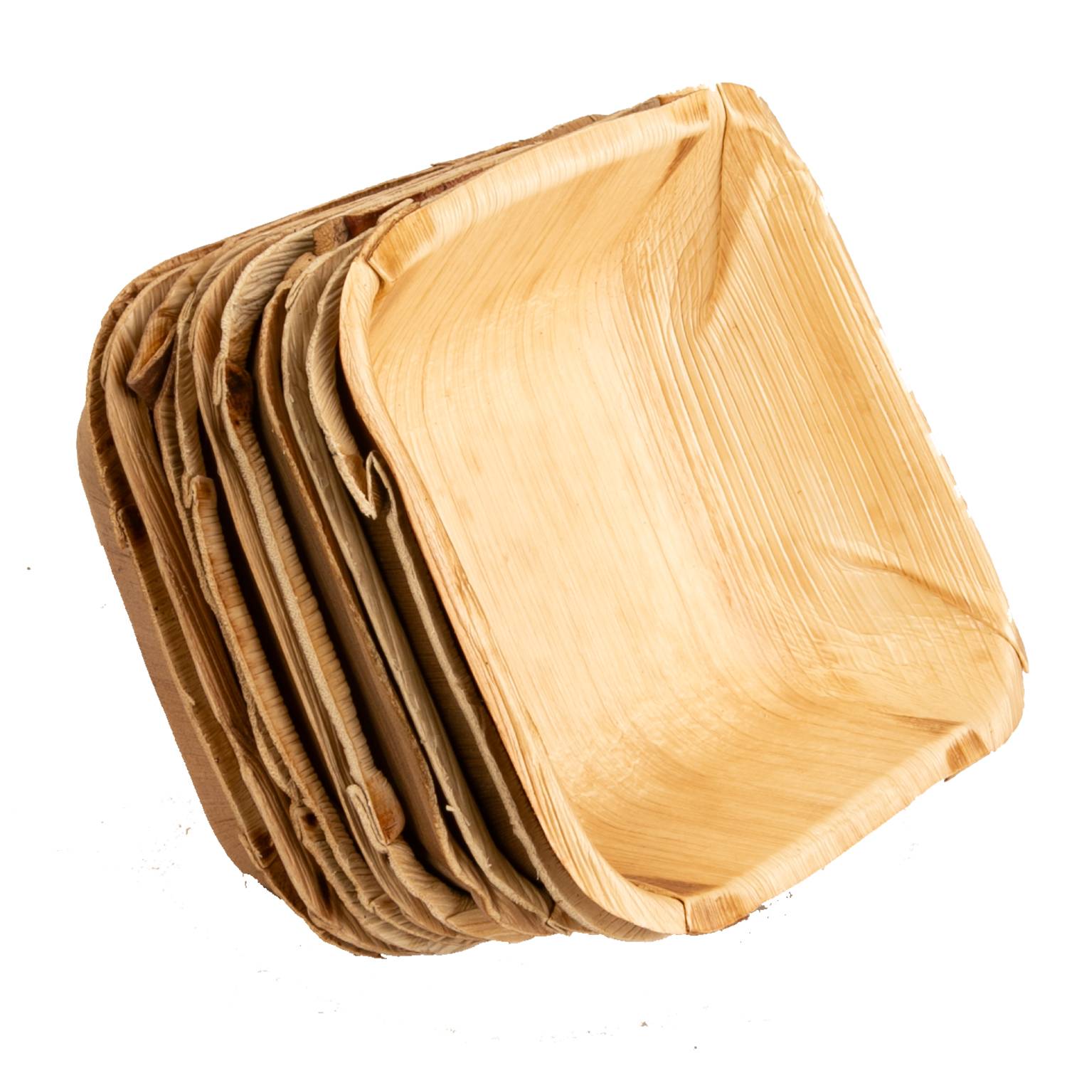 10x viereckige Schale aus Palmblatt Größe 14 cm x 14 cm