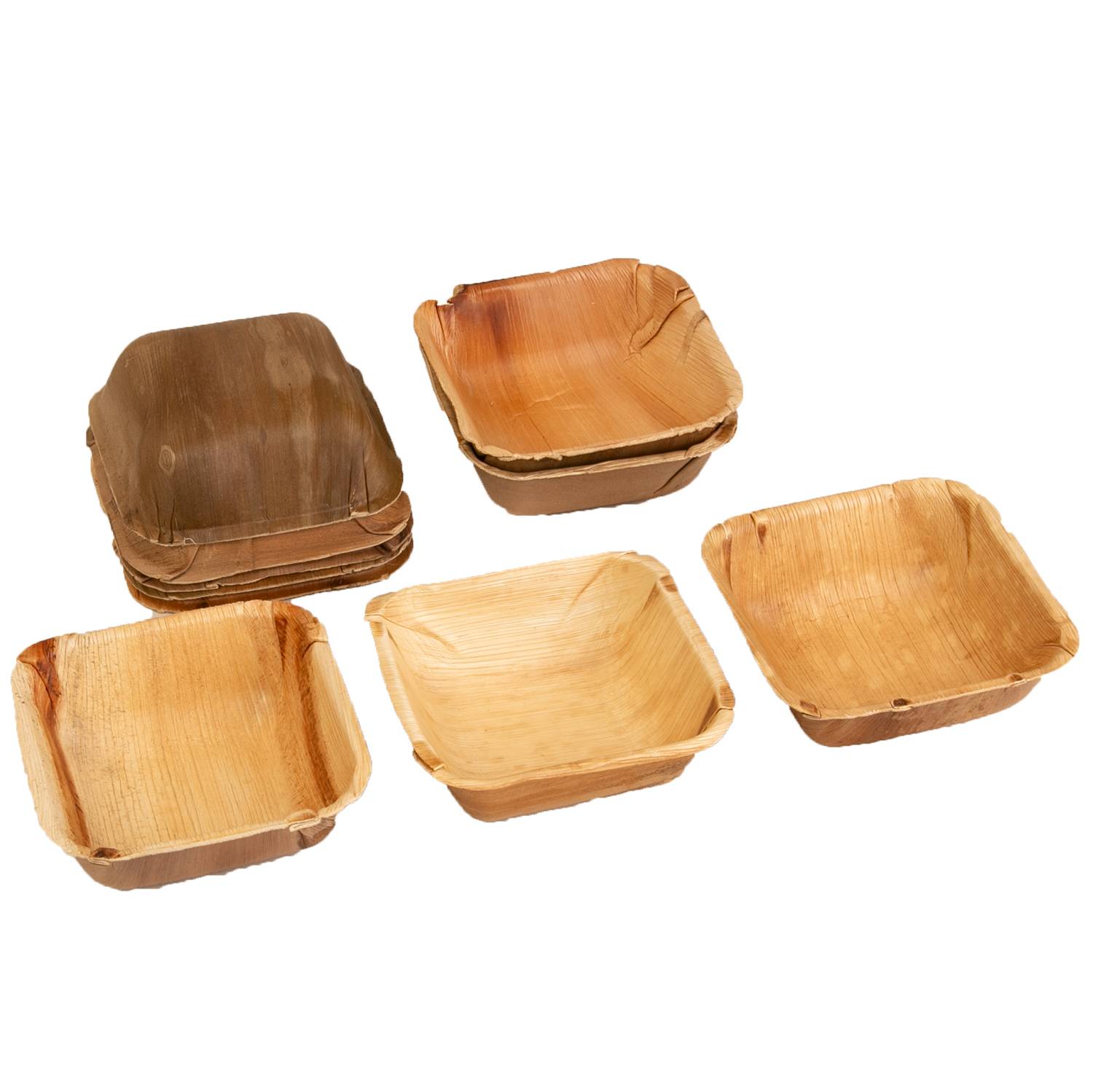 10x viereckige Schale aus Palmblatt Größe 14 cm x 14 cm