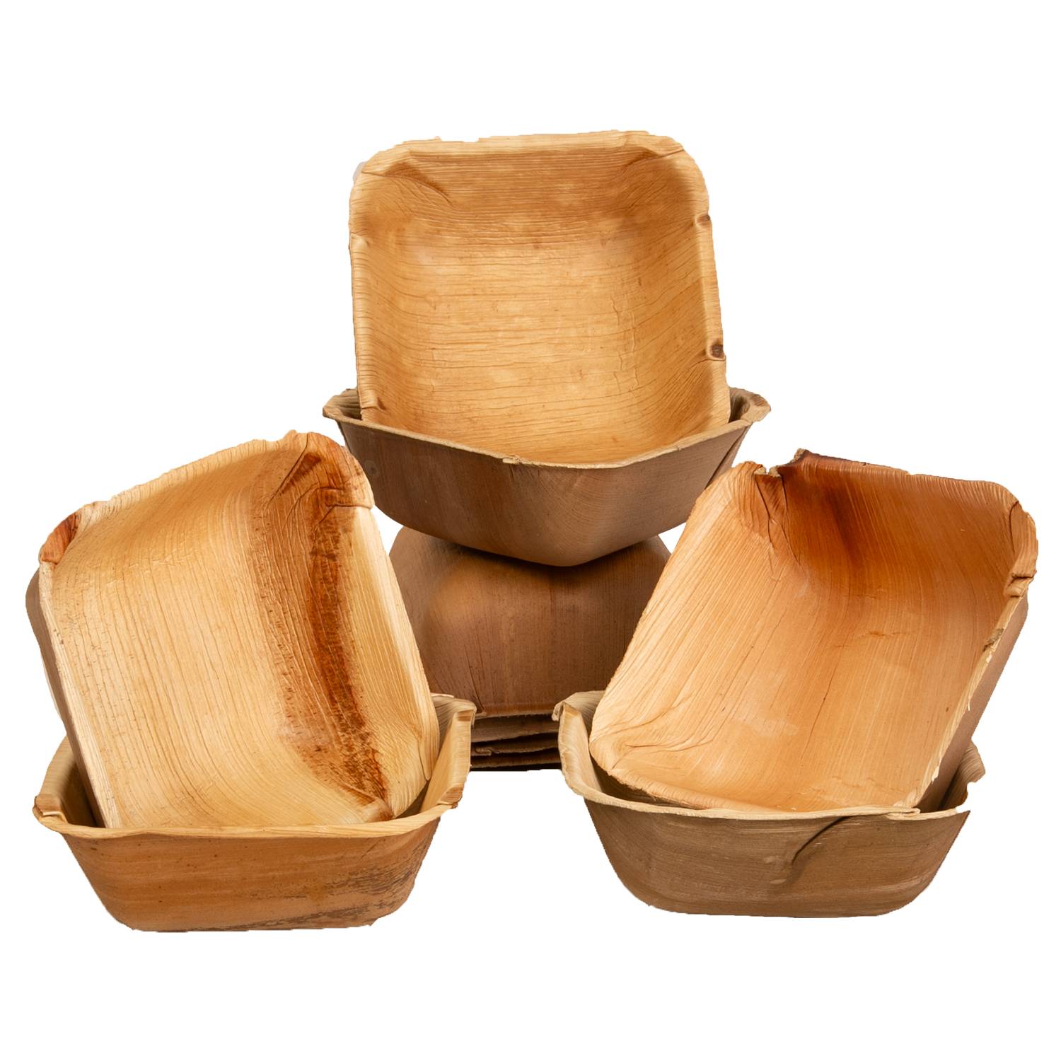 10x viereckige Schale aus Palmblatt Größe 14 cm x 14 cm