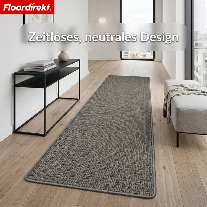 FLOORDIREKT Teppichläufer Monaco - Schmaler Teppichläufer aus Polypropylen - Strapazierfähig & Langlebig - Anthrazit - 80 x 200 cm