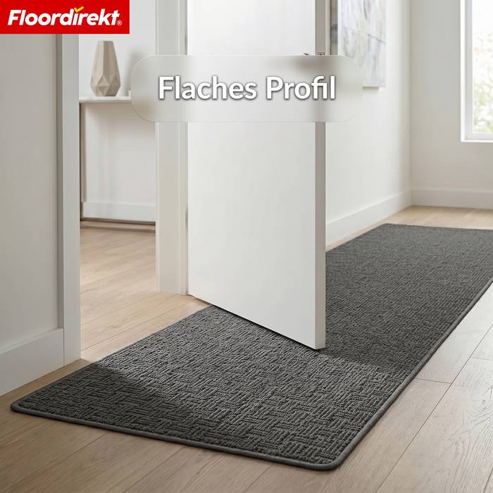 FLOORDIREKT Teppichläufer Monaco - Schmaler Teppichläufer aus Polypropylen - Strapazierfähig & Langlebig - Anthrazit - 80 x 200 cm