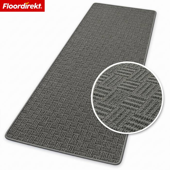 FLOORDIREKT Teppichläufer Monaco - Schmaler Teppichläufer aus Polypropylen - Strapazierfähig & Langlebig - Anthrazit - 80 x 300 cm