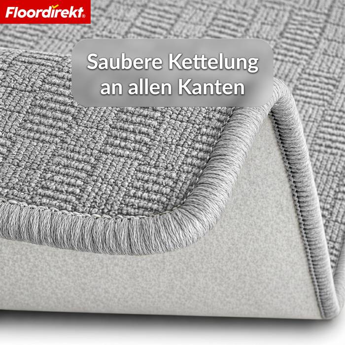 FLOORDIREKT Teppichläufer Monaco - Schmaler Teppichläufer aus Polypropylen - Strapazierfähig & Langlebig - Grau - 80 x 150 cm