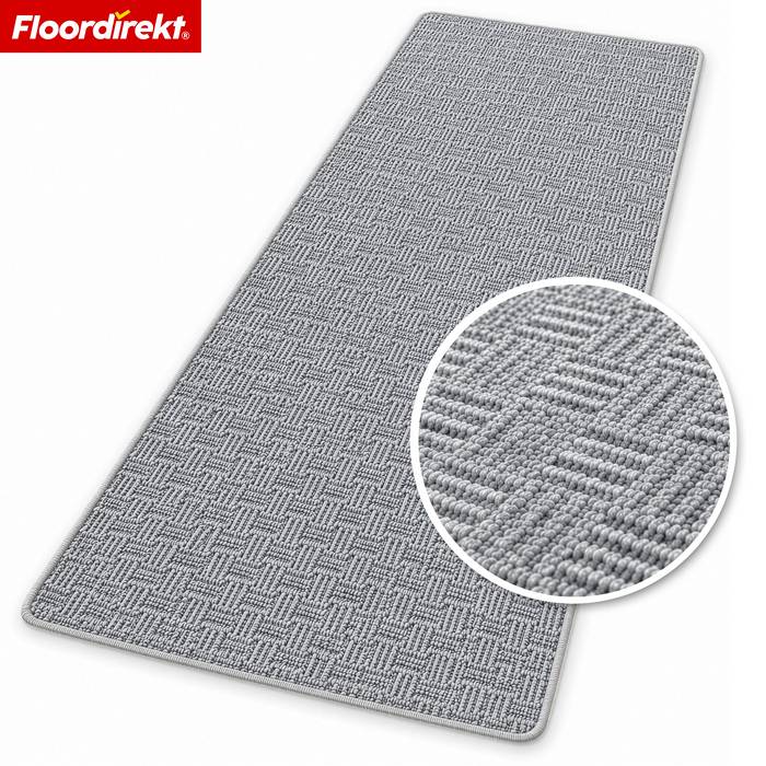 FLOORDIREKT Teppichläufer Monaco - Schmaler Teppichläufer aus Polypropylen - Strapazierfähig & Langlebig - Grau - 80 x 300 cm