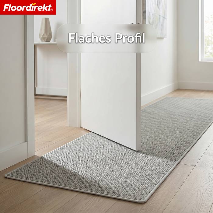 FLOORDIREKT Teppichläufer Monaco - Schmaler Teppichläufer aus Polypropylen - Strapazierfähig & Langlebig - Grau - 80 x 300 cm