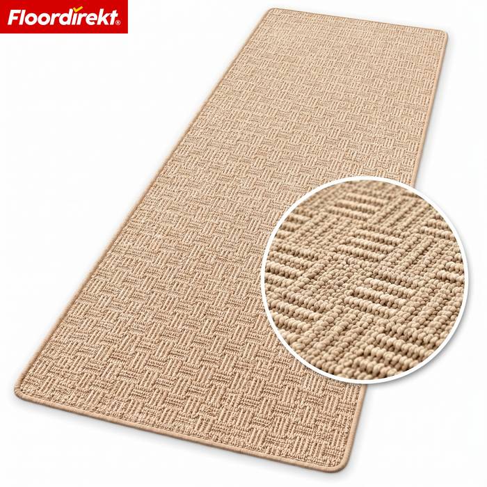 FLOORDIREKT Teppichläufer Monaco - Schmaler Teppichläufer aus Polypropylen - Strapazierfähig & Langlebig - Beige - 80 x 200 cm