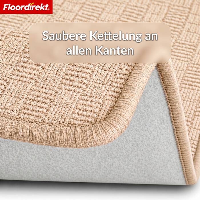 FLOORDIREKT Teppichläufer Monaco - Schmaler Teppichläufer aus Polypropylen - Strapazierfähig & Langlebig - Beige - 80 x 300 cm