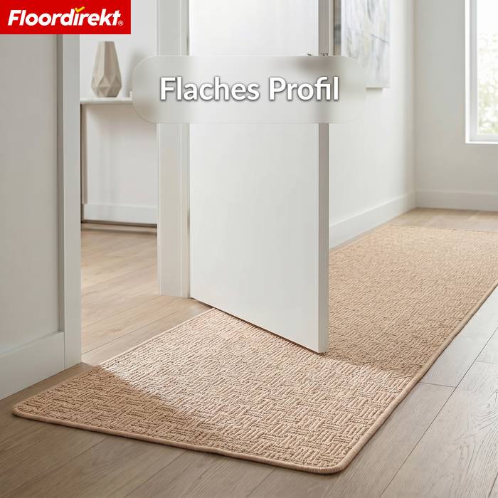 FLOORDIREKT Teppichläufer Monaco - Schmaler Teppichläufer aus Polypropylen - Strapazierfähig & Langlebig - Beige - 80 x 300 cm