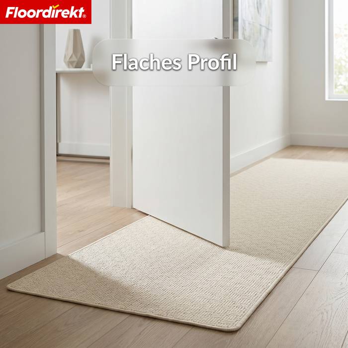FLOORDIREKT Teppichläufer Monaco - Schmaler Teppichläufer aus Polypropylen - Strapazierfähig & Langlebig - Creme - 80 x 200 cm