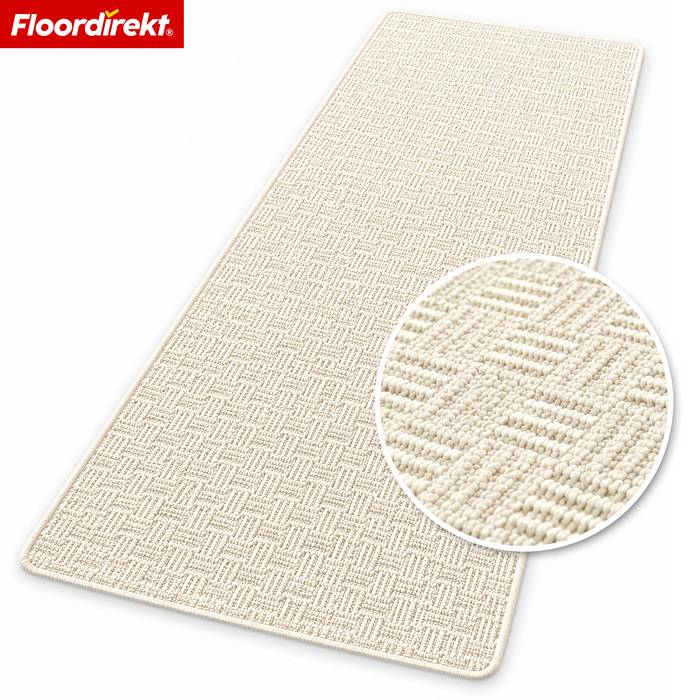 FLOORDIREKT Teppichläufer Monaco - Schmaler Teppichläufer aus Polypropylen - Strapazierfähig & Langlebig - Creme - 80 x 300 cm