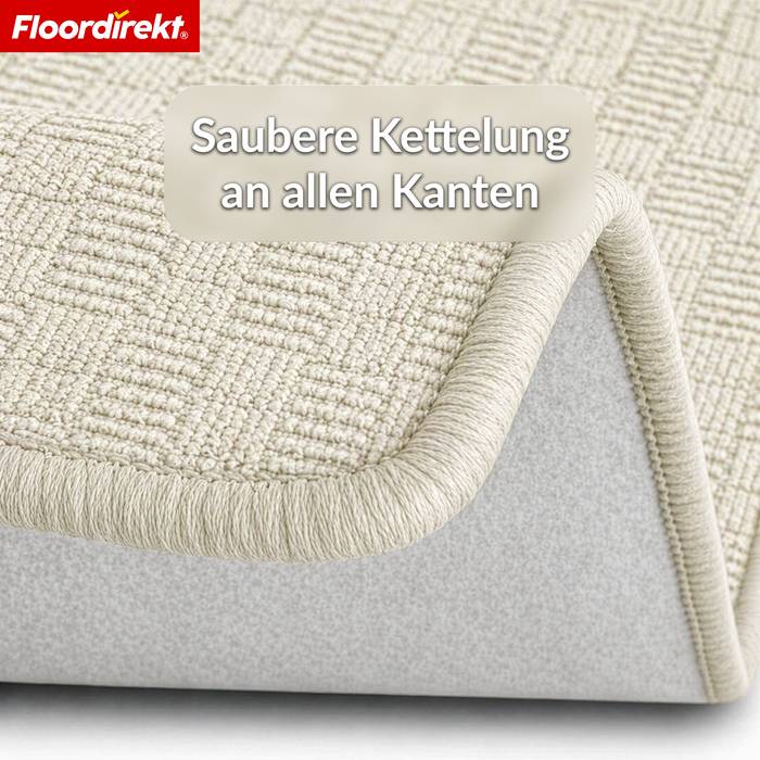 FLOORDIREKT Teppichläufer Monaco - Schmaler Teppichläufer aus Polypropylen - Strapazierfähig & Langlebig - Creme - 80 x 300 cm