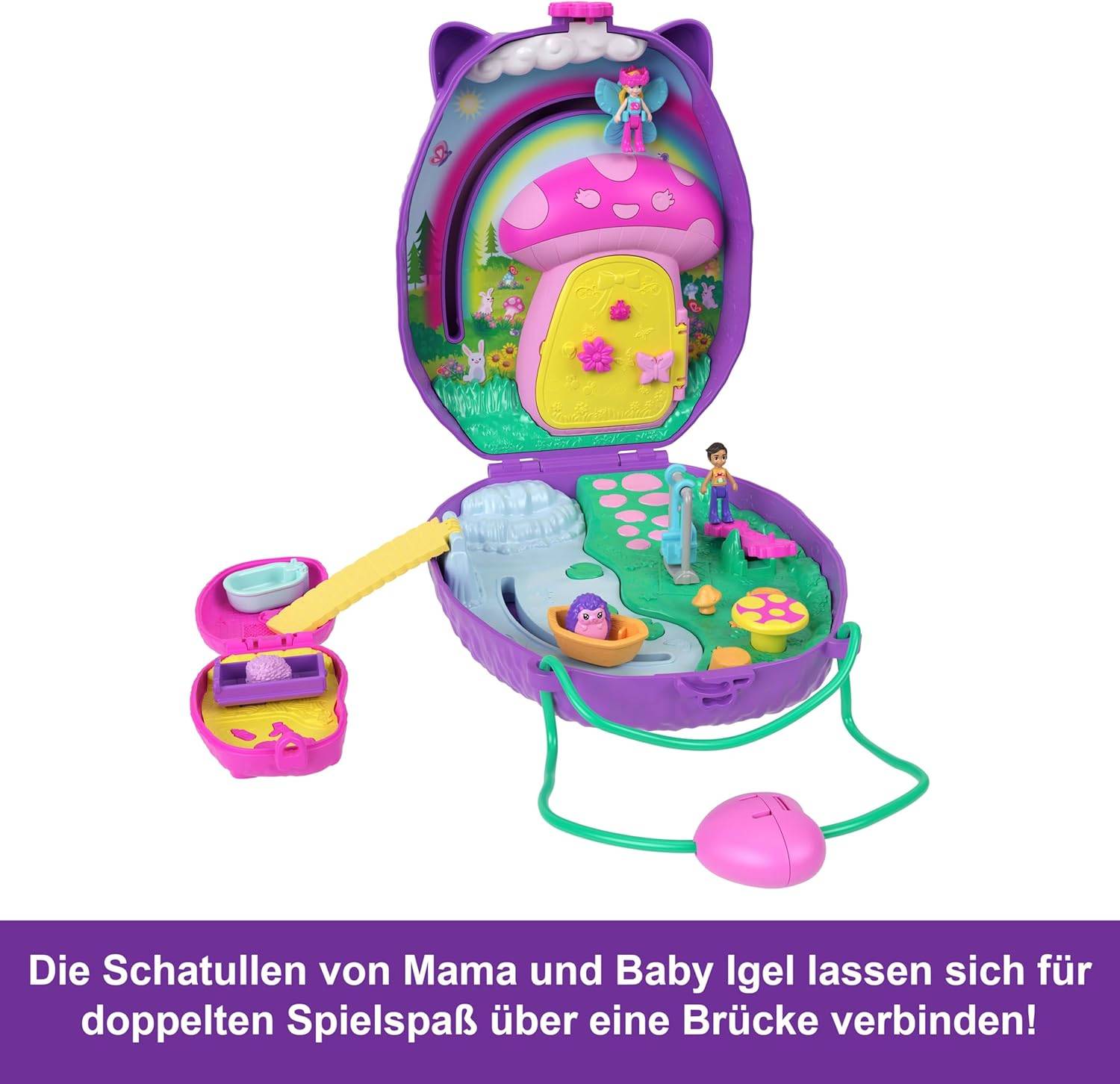Mattel JBJ91 - Polly Pocket Igel-Mama & Baby Schatulle