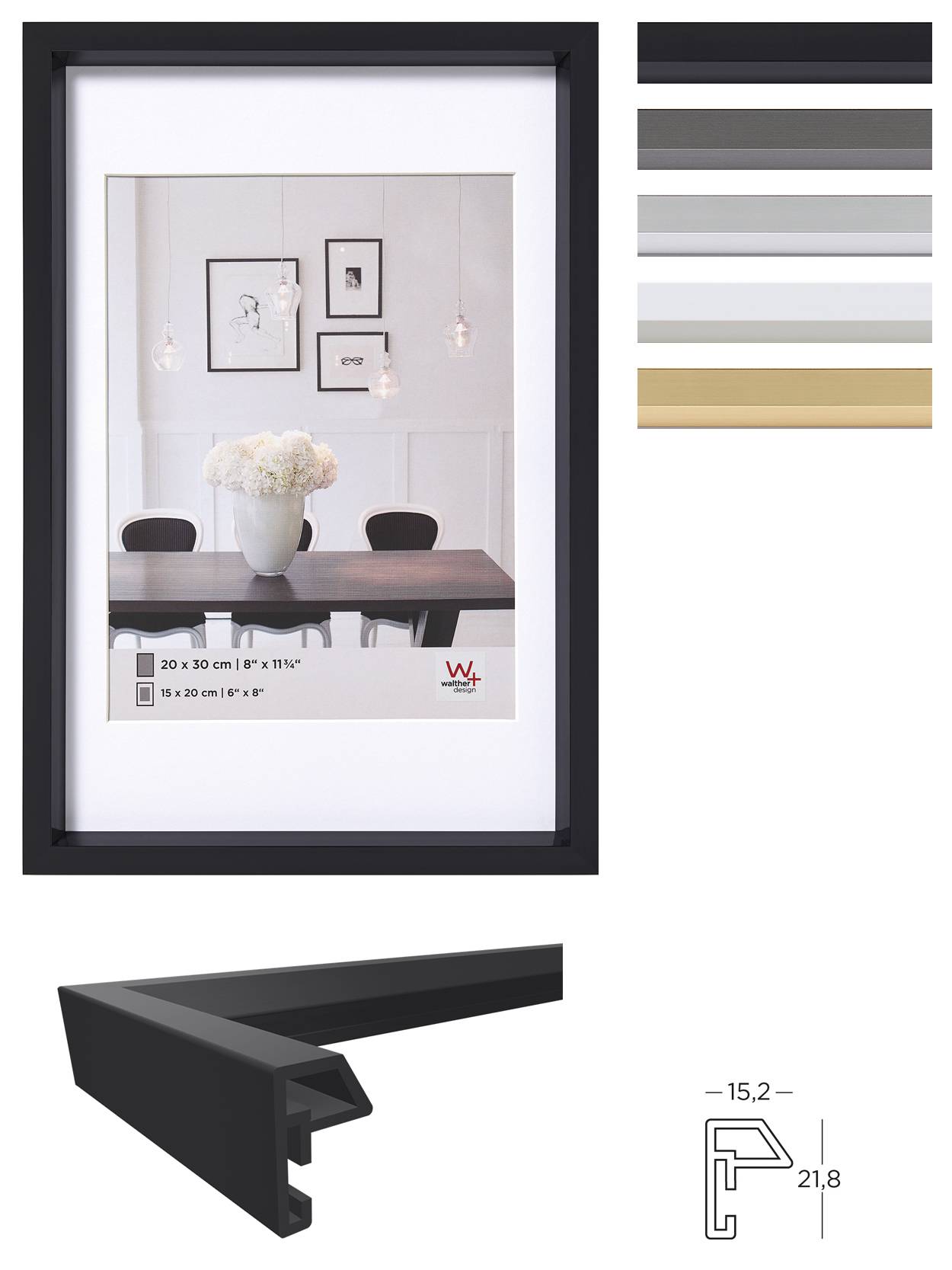 BILDERRAHMEN Steel Style Kunststoff Bilderrahmen 30x45 cm Schwarz