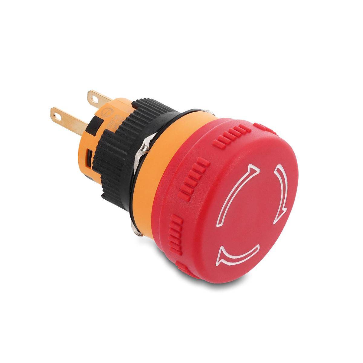 22120 - Delock Pilzkopf Taster zum Einbau 16 mm 2 x Lötanschluss Kunststoff 26 mm Ø